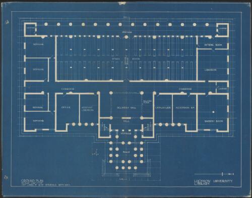 Ground plan, Lucknow University Library [picture] / [Walter Burley Griffin]