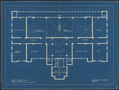 First floor plan, Lucknow University Library [picture] / [Walter Burley Griffin]