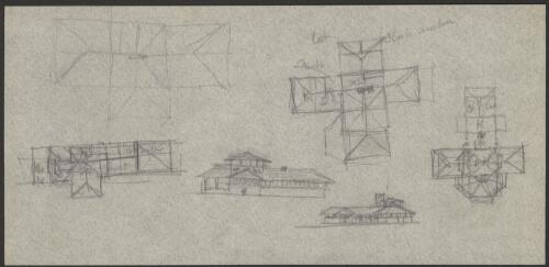 Sketch bird's eye views and elevations for American houses [picture] / [Walter Burley Griffin]