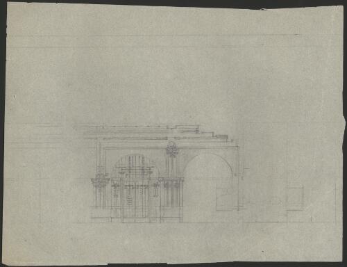 Elevation of an arched urban facade [picture] / [Walter Burley Griffin]