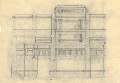 Elevation of a facade of an urban building [picture] / [Walter Burley Griffin]