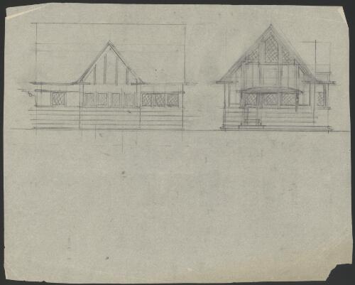 Sketch elevations for unidentified prairie house [picture] / [Walter Burley Griffin]