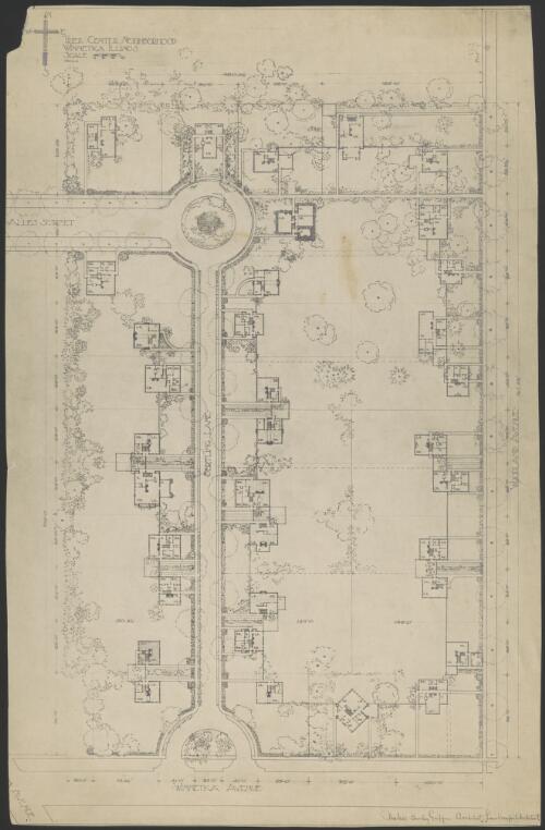 Plan of Trier Center Neighborhood, Winnetka, Illinois, [1] [picture] / [Walter Burley Griffin]