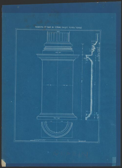 Piedestal et base de l'ordre ionique d'apres Vignole [picture] / Walter Burley Griffin