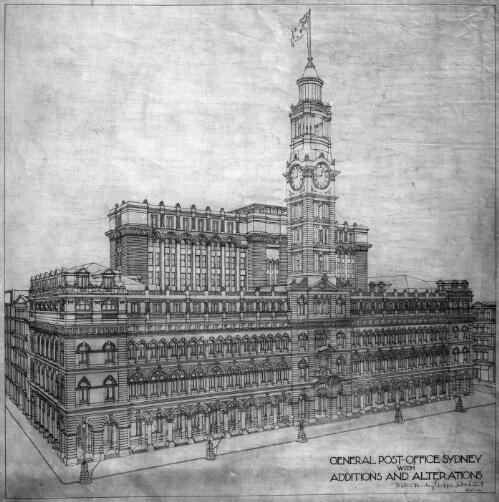 Perspective of General Post Office, Sydney showing proposed additions and alterations, [2] [picture]
