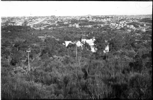 Fishwick House photographed from Tower Reserve looking towards Northbridge, Castlecrag, New South Wales, 1929 [transparency]