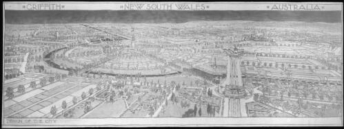 Griffith, New South Wales, Australia, design of the city, 1914 [transparency] / [Walter Burley Griffin]