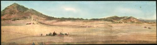 Perspective view of Canberra site [transparency] / [Marion Mahony Griffin]