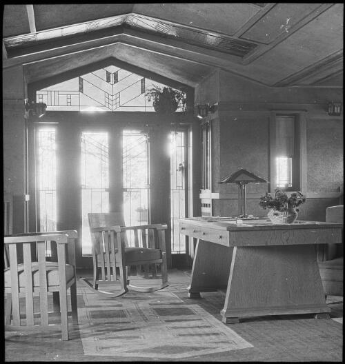 Interior view of Adolph Mueller House, Decatur, Illinois, ca. 1910, [4] [transparency]