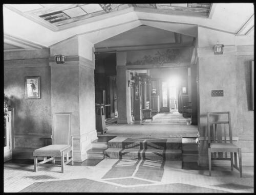 Interior view of Adolph Mueller House, Decatur, Illinois, ca. 1910, [5] [transparency]