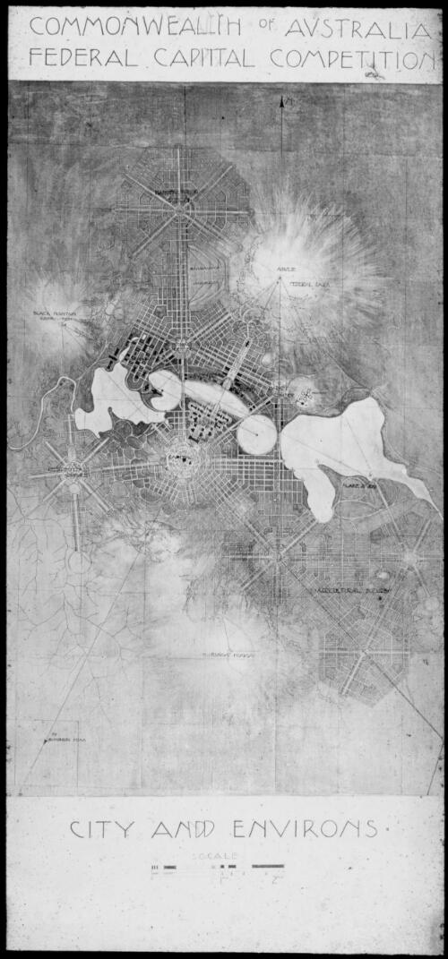 Commonwealth of Australia Federal Capital Competition, city and environs, ca. 1911, [3] [cartographic material]