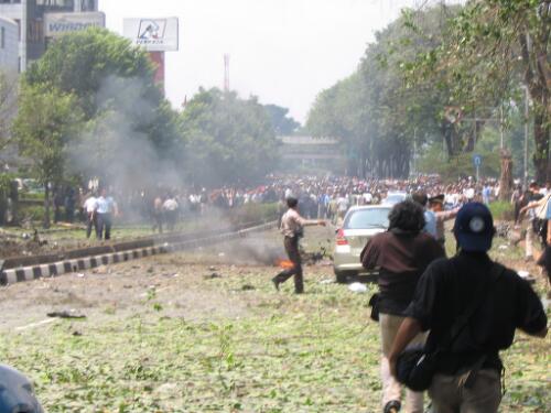 Photographs taken after the 9 September 2004 bomb explosion outside the Australian Embassy, Jakarta, Indonesia [picture]