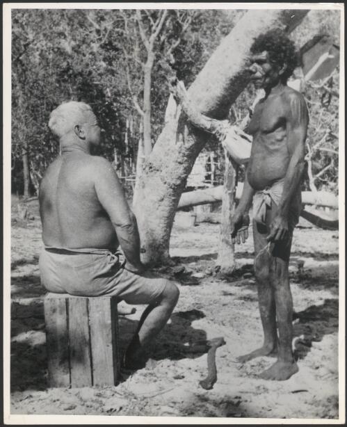 Bill Harney with Jimmy, a Tiwi man, at Snake Bay, Melville Island, ca. 1950s [picture]