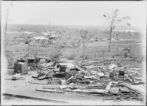 Remnants of unidentified buildings after cyclone, Palmerston, former name of Darwin, 1897 [picture] / Florenz Bleeser