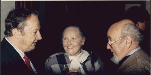 Tim Bowden, Thomas Keneally and Mrs [Morris] West, 1991 [picture] / Henk Brusse