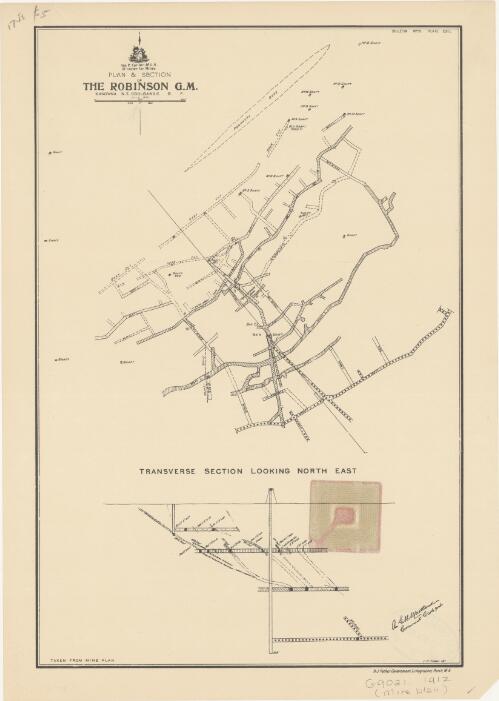 Plan & section of the Robinson G.M., Kanowna N.E. Coolgardie G.F. July 1912 [cartographic material]