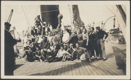 Group of Covent Garden Russian Ballet dancers aboard the Maloja, September, 1938 [picture] / Patricia Mary Cape