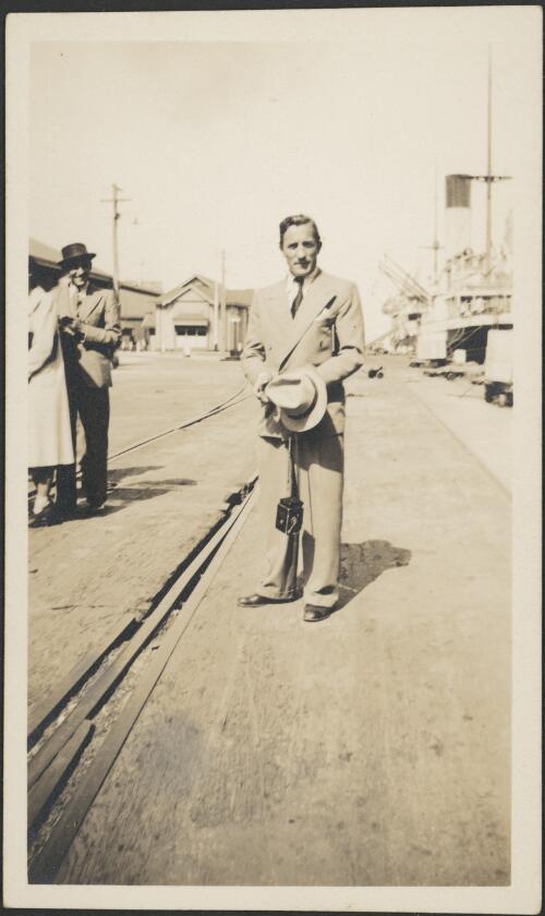 Marian Ladre on Adelaide wharf, September, 1938 [picture] / Patricia Mary Cape