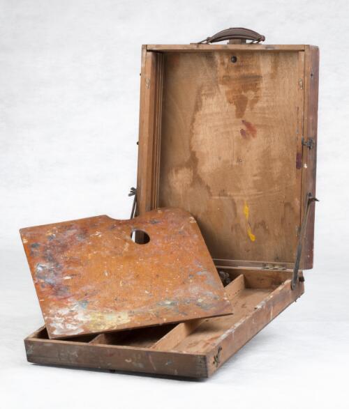 Paintbox and easel used by artist, Hans Heysen [realia]