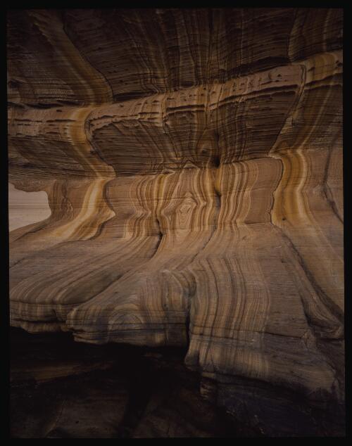 Painted cliffs, Maria Island, Tasmania, 1991 [transparency] / Peter Dombrovskis