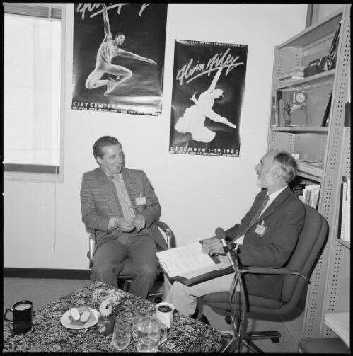 Portraits of John Derum, actor, being interviewed by Bill Stephens, National Library of Australia, Canberra, 1989 [picture]