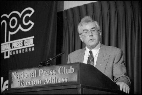 Portrait of Professor Paul Dibb speaking at the National Press Club, 1 September 1993, 1 [picture] / Nomarhas