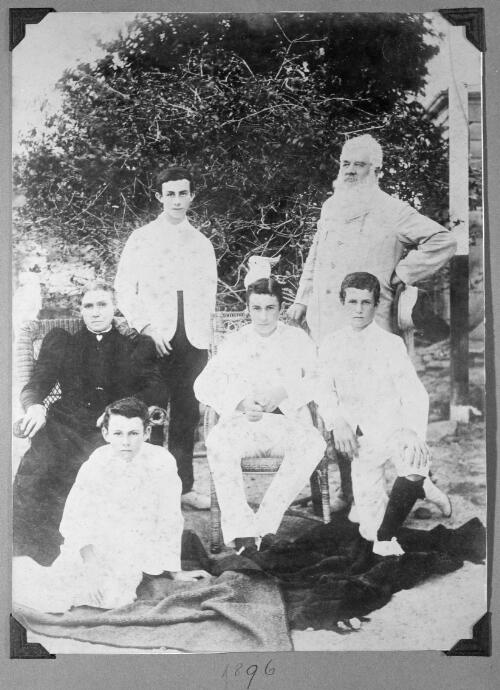 Portrait of John Douglas, Queensland politician and grazier, with his wife and four sons, 1896 [picture]