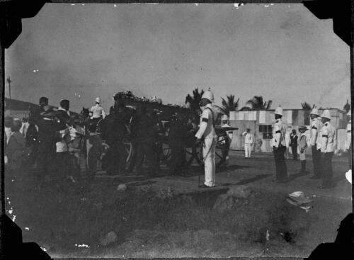 Coffin being carried to the hearse at the funeral of John Douglas, Queensland politician and grazier, Thursday Island, Queensland, 1904 [picture]