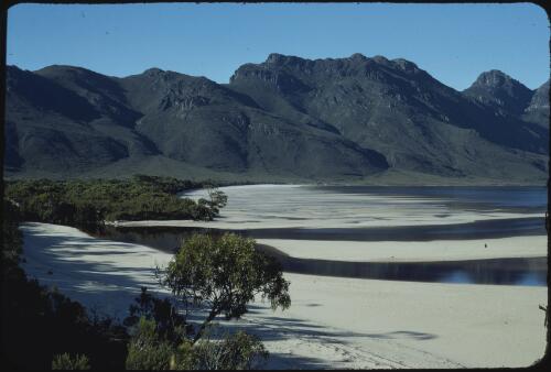Lake Pedder with the Frankland Range in background, southwest Tasmania, 1971, 2 [transparency] / Peter Dombrovskis