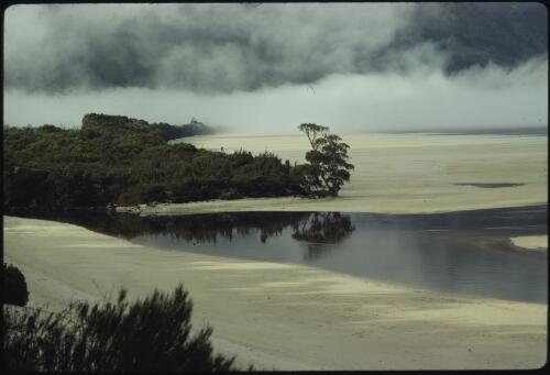 Lake Pedder with mist in the background, southwest Tasmania, 1971 [transparency] / Peter Dombrovskis