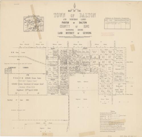 Map of the town of Dalton and suburban and adjacent lands : Parish of Dalton, County of King, gunning Shire, Land District of Gunning / compiled, drawn and printed at the Department of Lands, Sydney, N.S.W., 26th Nov. 12