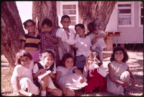 Ten children at Murrin Bridge Aboriginal School, New South Wales, November 1962 [transparency] / Phil Wilding
