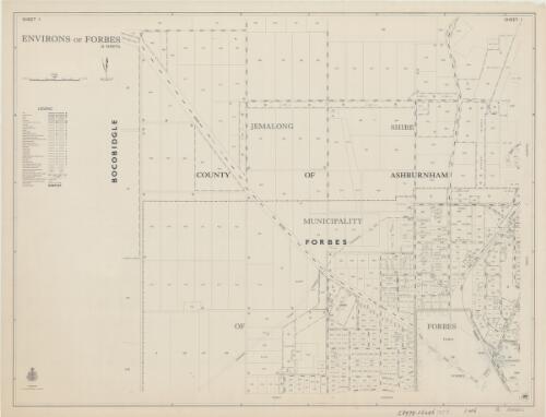 Environs of Forbes [cartographic material] : Parishes of Forbes & Wongajong, Counties of Ashburnham & Forbes, Land District - Forbes, Municipality - Forbes, Shire - Jemalong, Pastures Protection District - Forbes / printed & published by Dept. of Lands Sydney