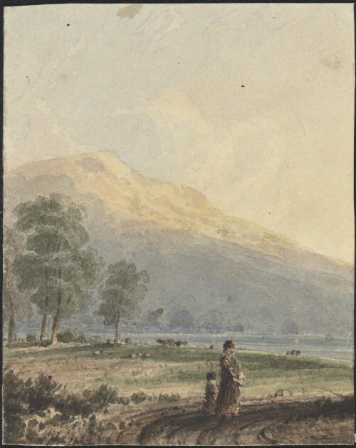 Woman and child with a mountain in the distance, South Australia, ca. 1850 [picture]