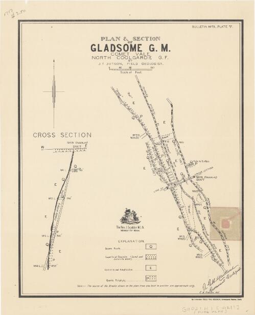 Plan & section of Gladsome G.M., Comet Vale, North Coolgardie G.F. [cartographic material] / by J.T. Jutson