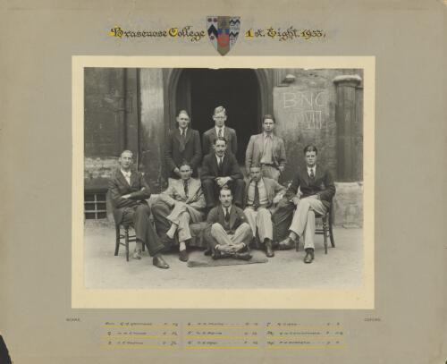 John Gorton with the Brasenose College First Eight, Oxford, England, 1933 [picture] / Soame