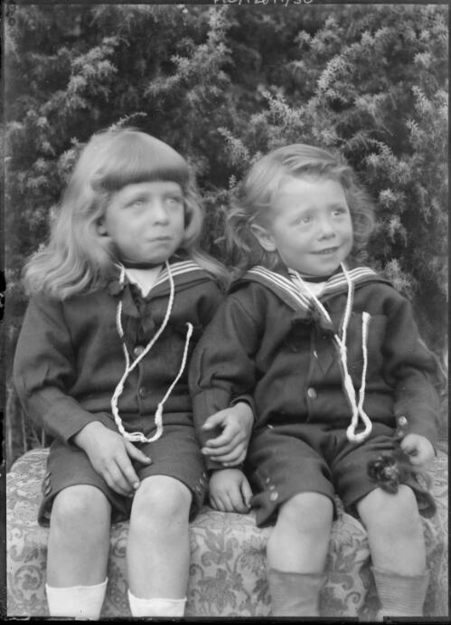 Rodolph and George De Salis in sailor suits sitting in the garden, Cuppacumbalong, Australian Capital Territory, 1892 [picture]
