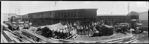 F. Viggers Ltd. Timber Merchants workers with timber, Newcastle [?], New South Wales, ca. 1928 [picture]