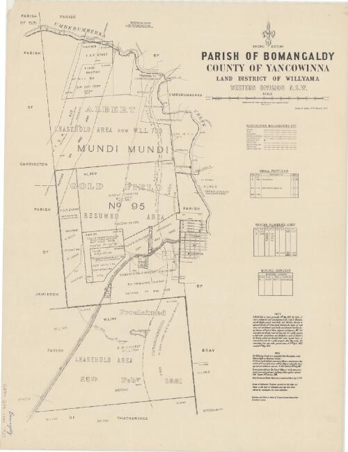 Parish of Bomangaldy, County of Yancowinna [cartographic material] : Land District of Willyama, Western Division N.S.W. / compiled, drawn and printed at the Department of Lands, Sydney N.S.W., 1927