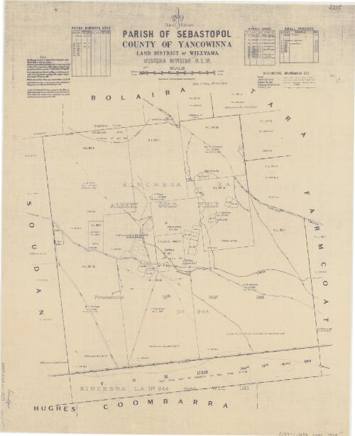 Parish of Sebastopol, County of Yancowinna [cartographic material] : Land District of Willyama, Western Division N.S.W. / compiled, drawn and printed at the Department of Lands, Sydney, N.S.W