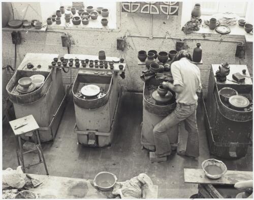 Student at East Sydney Technical College working on pottery, 1971 [picture] / Douglas Thompson