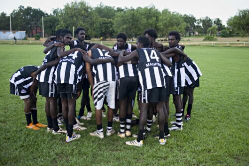 The Maningrida Magpies, one of eight Australian rules football teams in the community, Maningrida, Arnhem Land, Northern Territory, 22 April 2010 [picture] / Dave Tacon