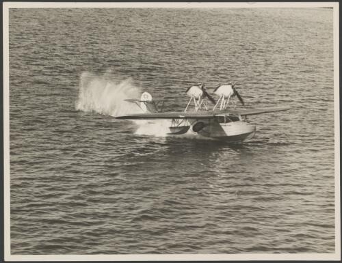 Matthews Aviation Saunders Roe A17 Cutty Sark, VH-UNV, amphibious aeroplane during landing, ca. 1933 [picture]
