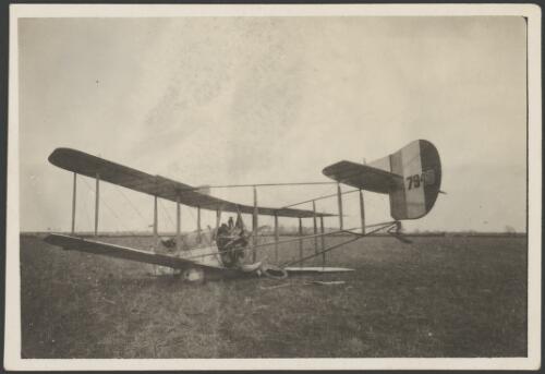 Airco DH.2, 7940, pusher biplane crash landed in a field, France, 1917? [picture] / John Joshua