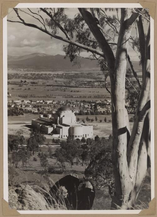 Australian War Memorial, a view from Mt. Ainslie, Canberra, ca. 1940 [picture] / photo by R.C. Strangman