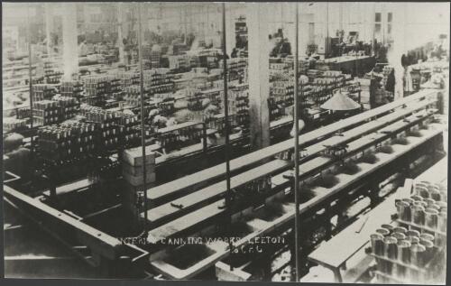 Interior view of canning section at Leeton Co-operative Cannery, Leeton, New South Wales, ca. 1936 [picture]