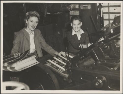 Workers preparing Letona labels at Leeton Co-operative Cannery, Leeton, New South Wales, ca. 1950 [picture]