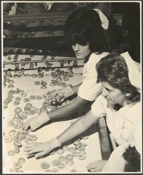Women workers selecting apricots for processing at Leeton Co-operative Cannery, New South Wales, ca. 1968 [picture] / Barry Wilton