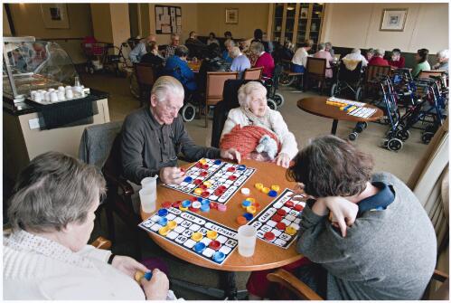 William H. Jones aged 86 plays bingo with his resident wife Valda Mary Jones aged 88 at Cabrini Residential Care, Ashwood, Victoria, 24 June 2009 [picture] / Dave Tacon