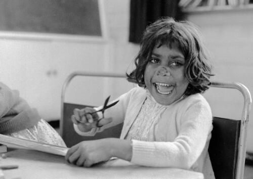 A young Aboriginal girl at Lake Tyres Mission school, Victoria, ca. 1965 [picture] / Albert W. Brown